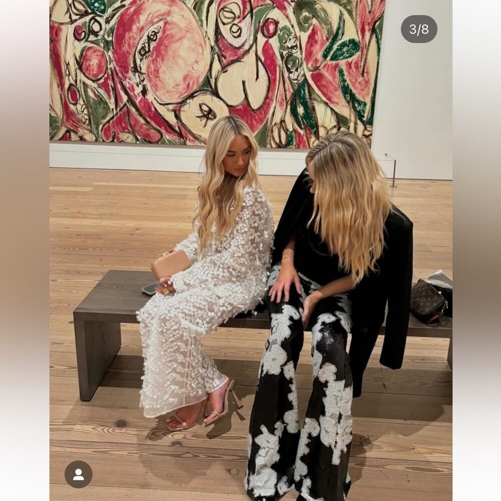 Cynthia Rowley 3D Tulle Floral Appliqué Wide-Leg Pants - Picture 3 of 12